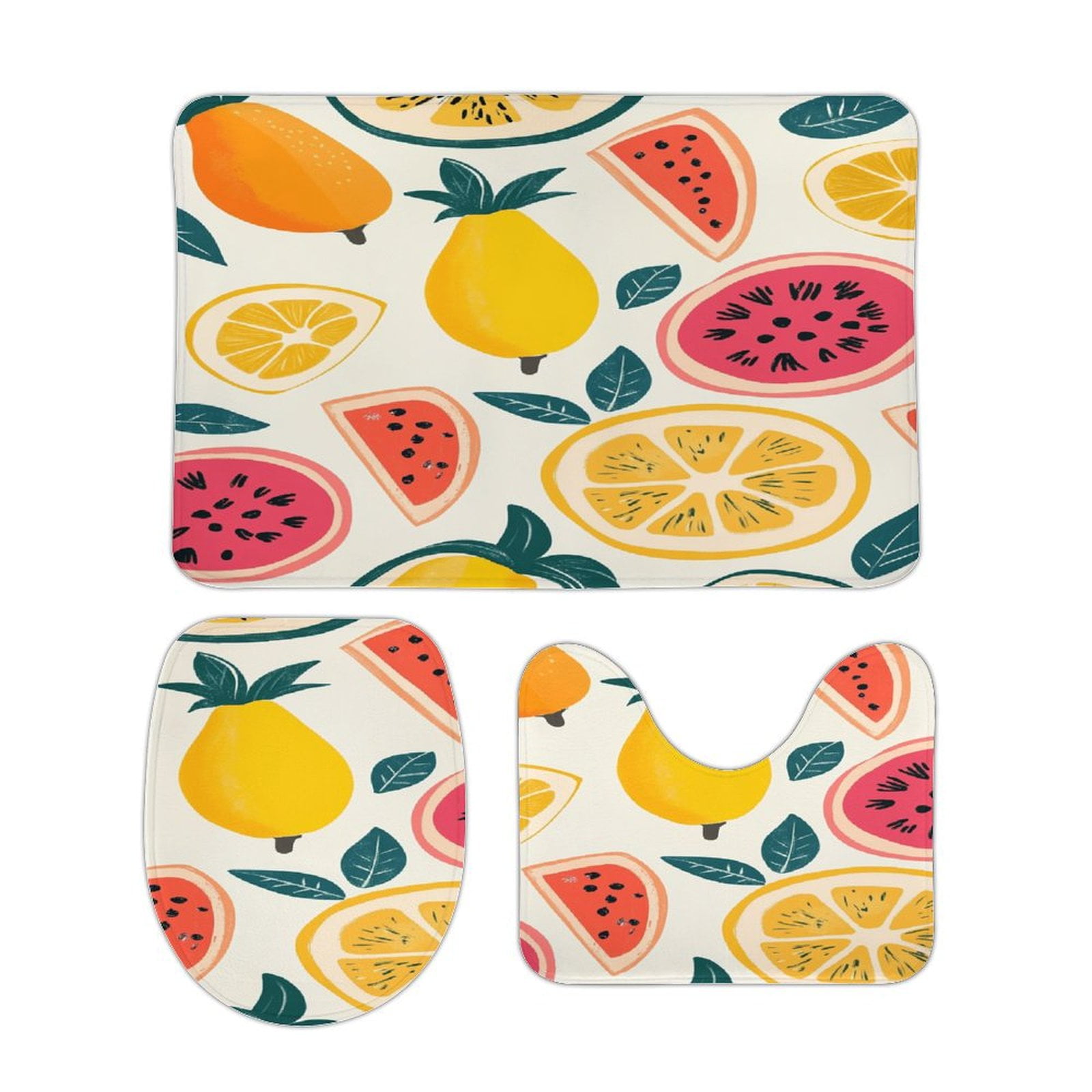 Fruit (36) Soft Bathroom Carpet Set , Contour Carpet Set, Toilet Lid ...