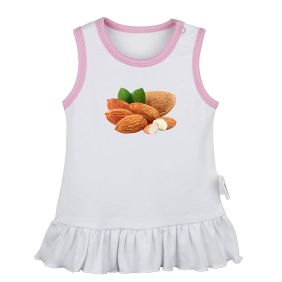 Fruit Almond Pattern Dresses For Baby, Newborn Babies Skirts, Infant Princess Dress, 0-24M Kids Graphic Clothes (White Sleeveless Dresses, 6-12 Months)
