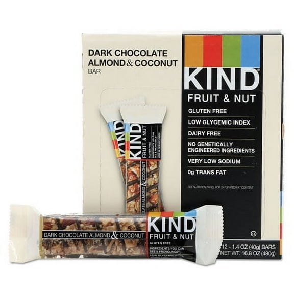 Fruit And Nut Bars, Dark Chocolate Almond And Coconut, 1.4 Oz Bar, 12/box | Bundle of 2 Boxes