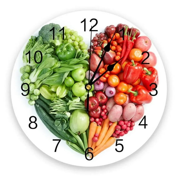 Fruit And Vegetable Design Wall Clocks Silent Home Cafe Office Wall Decor Clocks for Kitchen Wall Art Large Wall Clocks 25cm(10 Inch)