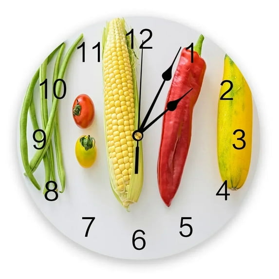 Fruit And Vegetable Design Wall Clocks Silent Home Cafe Office Wall Decor Clocks for Kitchen Wall Art Large Wall Clocks 25cm(14 Inch)