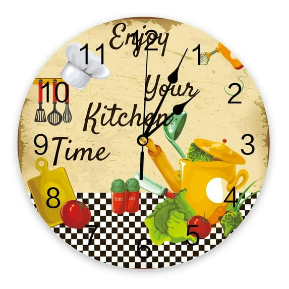 Fruit And Vegetable Design Wall Clocks Silent Home Cafe Office Wall Decor Clocks for Kitchen Wall Art Large Wall Clocks 25cm(10 Inch)