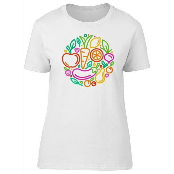 Fruit And Vegetables Collage T-Shirt Women -Image by Shutterstock, Female Medium