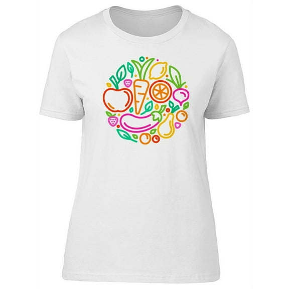 Fruit And Vegetables Collage T-Shirt Women -Image by Shutterstock, Female XX-Large