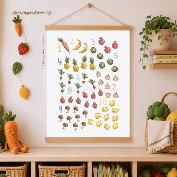 Outner F Fruit And Vegetables Counting Nursery Classroom Art Poster , Poster ...