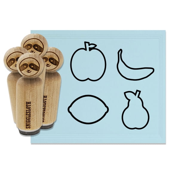 Fruit Apple Banana Pear Lemon Rubber Stamp Set for Scrapbooking Crafting Stamping - Mini 1/2 Inch