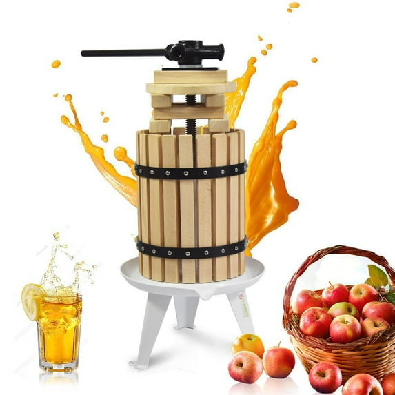 Fruit Apple Cider Wine Classic Press - 1.6G/3.17G/4.75G/7.9G -Solid Wood Basket- 6 Press Wooden Blocks