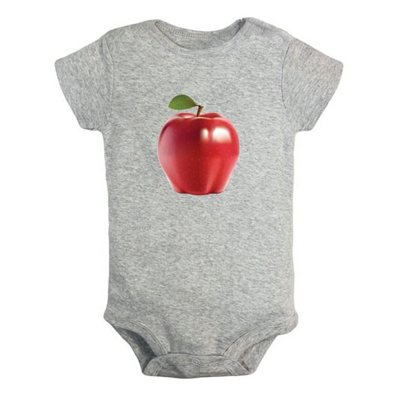 Fruit Apple Image Print Rompers For Babies, Newborn Baby Unisex Bodysuits, Infant Jumpsuits, Toddler 0-24 Months Kids One-Piece Oufits (Gray, 0-6 Months)
