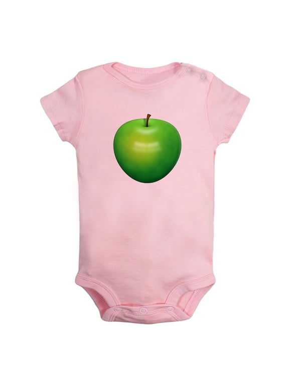 Fruit Apple Image Print Rompers For Babies, Newborn Baby Unisex Bodysuits, Infant Jumpsuits, Toddler 0-24 Months Kids One-Piece Oufits (Pink, 6-12 Months)