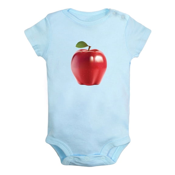 Fruit Apple Image Print Rompers For Babies, Newborn Baby Unisex Bodysuits, Infant Jumpsuits, Toddler 0-24 Months Kids One-Piece Oufits (Blue, 6-12 Months)