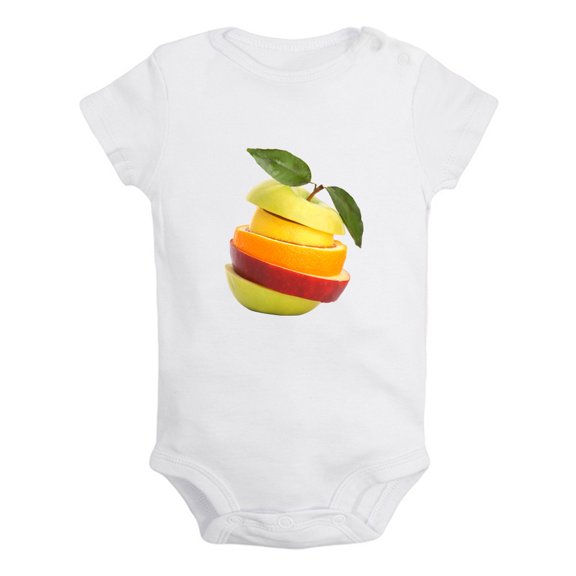 Fruit Apple Image Print Rompers For Babies, Newborn Baby Unisex Bodysuits, Infant Jumpsuits, Toddler 0-24 Months Kids One-Piece Oufits (White, 18-24 Months)