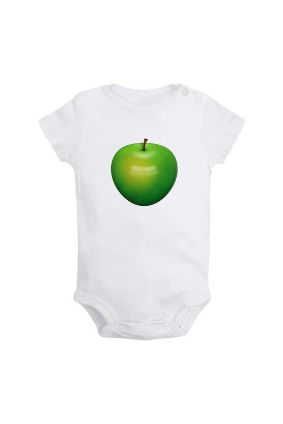 Fruit Apple Image Print Rompers For Babies, Newborn Baby Unisex Bodysuits, Infant Jumpsuits, Toddler 0-24 Months Kids One-Piece Oufits (White, 18-24 Months)