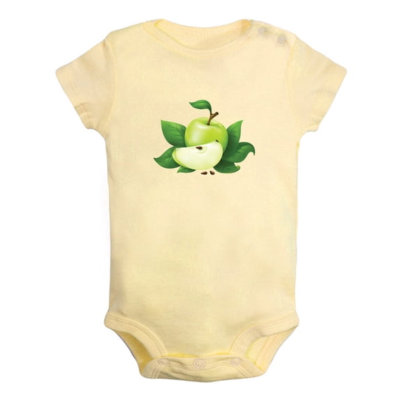 Fruit Apple Image Print Rompers For Babies, Newborn Baby Unisex Bodysuits, Infant Jumpsuits, Toddler 0-24 Months Kids One-Piece Oufits (Yellow, 18-24 Months)