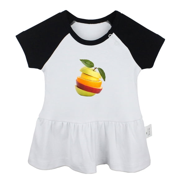 Fruit Apple Pattern Dresses For Baby, Newborn Babies Skirts, Infant Princess Dress, 0-24M Kids Graphic Clothes (Black Raglan Dresses, 0-6 Months)