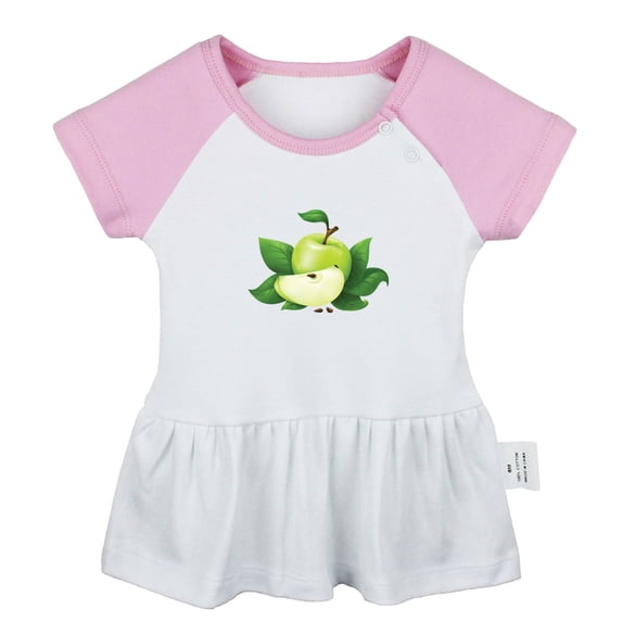 Fruit Apple Pattern Dresses For Baby, Newborn Babies Skirts, Infant Princess Dress, 0-24M Kids Graphic Clothes (Pink Raglan Dresses, 0-6 Months)