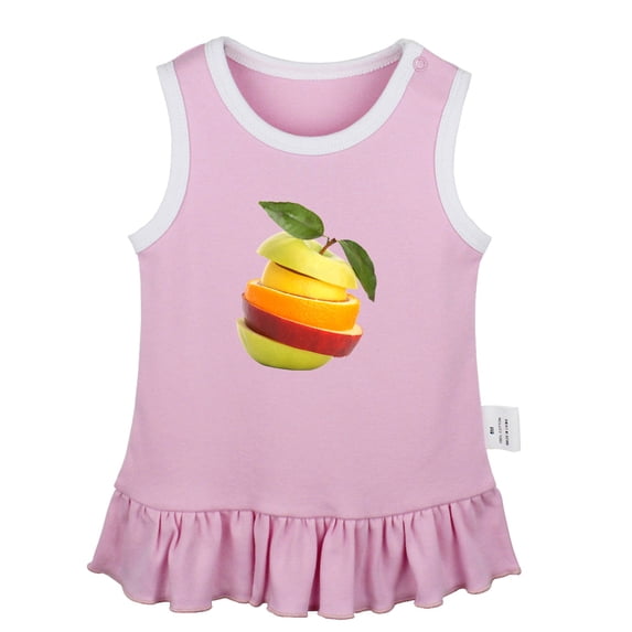 Fruit Apple Pattern Dresses For Baby, Newborn Babies Skirts, Infant Princess Dress, 0-24M Kids Graphic Clothes (Pink Sleeveless Dresses, 6-12 Months)