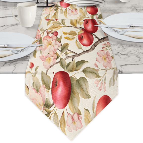 Fruit Apple Table Runner 120 Inches Long Decorative Linen Table Runners Rustic Farmhouse Table Runner Seasonal Spring Home Decor 13 x 120 Inches