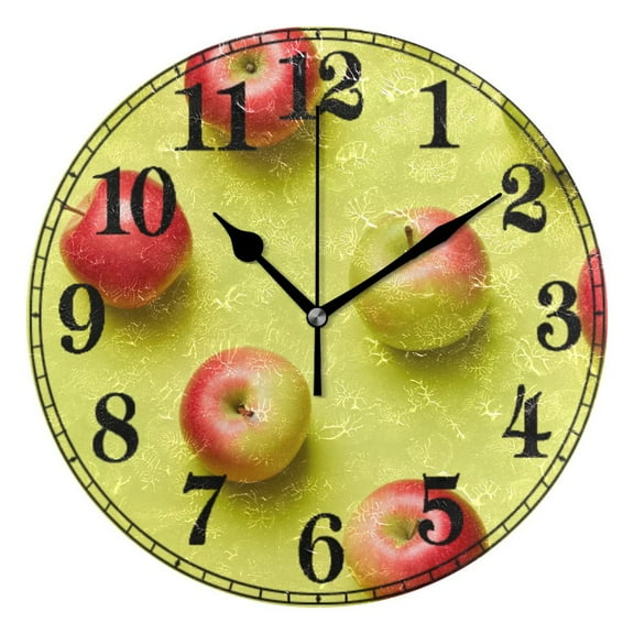 Fruit Apples 10" Silent Wall Clock Non-Ticking Battery Clocks