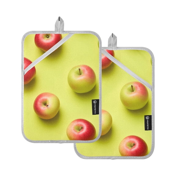 Fruit Apples Pot Holders Set of 2 Heat Resistant Kitchen Oven Gloves Potholder Cooking Baking Microwave Mitts