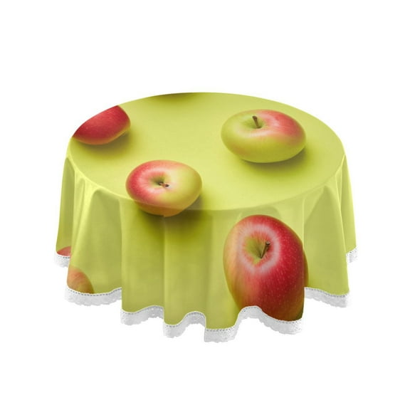 Fruit Apples Round Tablecloth 60" Reusable Circle Table Cover Washable Table Cloth for Kitchen Dining Room Patio Wedding Party