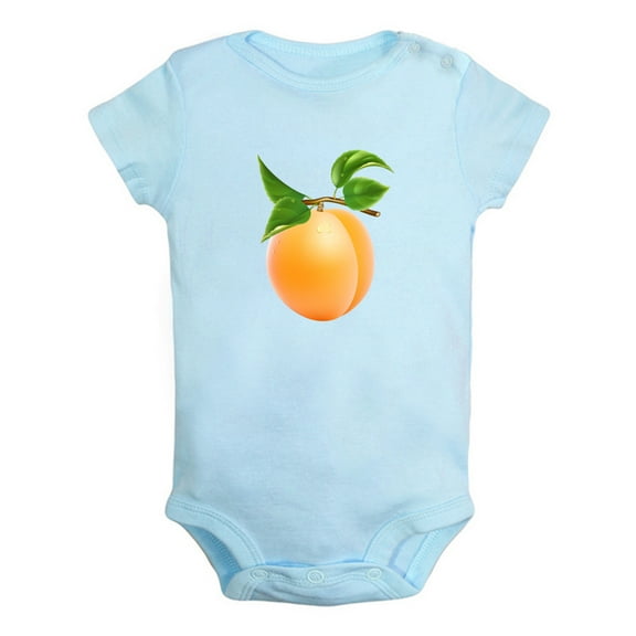 Fruit Apricot Image Print Rompers For Babies, Newborn Baby Unisex Bodysuits, Infant Jumpsuits, Toddler 0-24 Months Kids One-Piece Oufits (Blue, 12-18 Months)