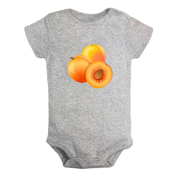 Fruit Apricot Image Print Rompers For Babies, Newborn Baby Unisex Bodysuits, Infant Jumpsuits, Toddler 0-24 Months Kids One-Piece Oufits (Gray, 18-24 Months)