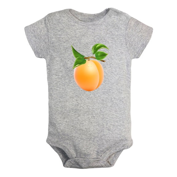 Fruit Apricot Image Print Rompers For Babies, Newborn Baby Unisex Bodysuits, Infant Jumpsuits, Toddler 0-24 Months Kids One-Piece Oufits (Gray, 6-12 Months)