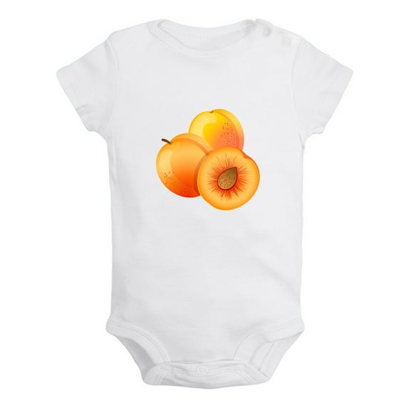 Fruit Apricot Image Print Rompers For Babies, Newborn Baby Unisex Bodysuits, Infant Jumpsuits, Toddler 0-24 Months Kids One-Piece Oufits (White, 18-24 Months)