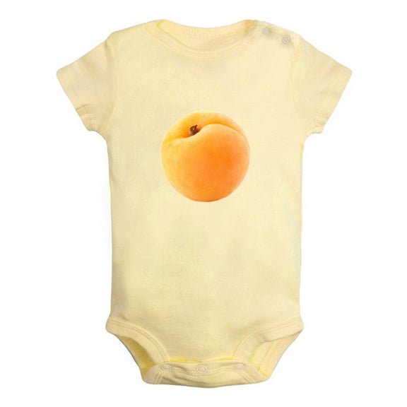 Fruit Apricot Image Print Rompers For Babies, Newborn Baby Unisex Bodysuits, Infant Jumpsuits, Toddler 0-24 Months Kids One-Piece Oufits (Yellow, 6-12 Months)