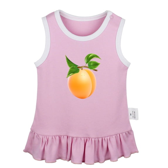 Fruit Apricot Pattern Dresses For Baby, Newborn Babies Skirts, Infant Princess Dress, 0-24M Kids Graphic Clothes (Pink Sleeveless Dresses, 0-6 Months)