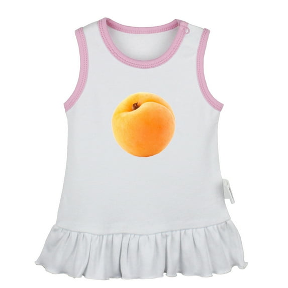 Fruit Apricot Pattern Dresses For Baby, Newborn Babies Skirts, Infant Princess Dress, 0-24M Kids Graphic Clothes (White Sleeveless Dresses, 18-24 Months)