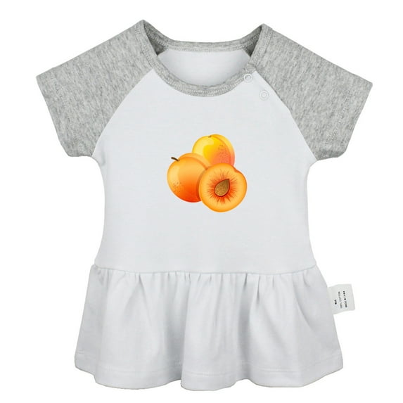 Fruit Apricot Pattern Dresses For Baby, Newborn Babies Skirts, Infant Princess Dress, 0-24M Kids Graphic Clothes (Gray Raglan Dresses, 0-6 Months)