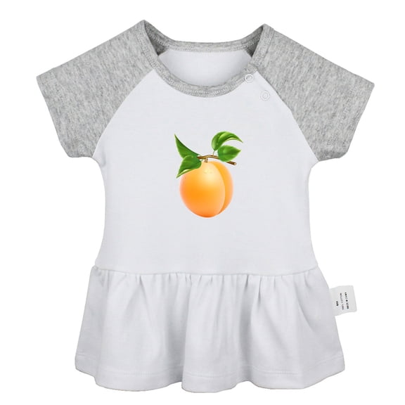 Fruit Apricot Pattern Dresses For Baby, Newborn Babies Skirts, Infant Princess Dress, 0-24M Kids Graphic Clothes (Gray Raglan Dresses, 0-6 Months)