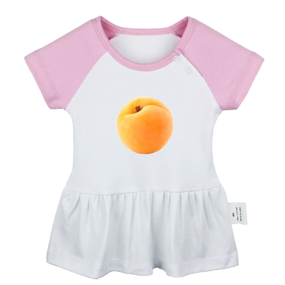 Fruit Apricot Pattern Dresses For Baby, Newborn Babies Skirts, Infant Princess Dress, 0-24M Kids Graphic Clothes (Pink Raglan Dresses, 0-6 Months)