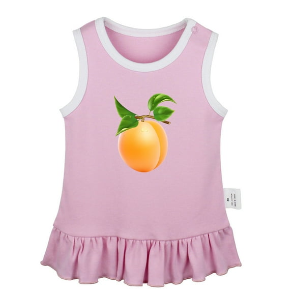 Fruit Apricot Pattern Dresses For Baby, Newborn Babies Skirts, Infant Princess Dress, 0-24M Kids Graphic Clothes (Pink Sleeveless Dresses, 0-6 Months)