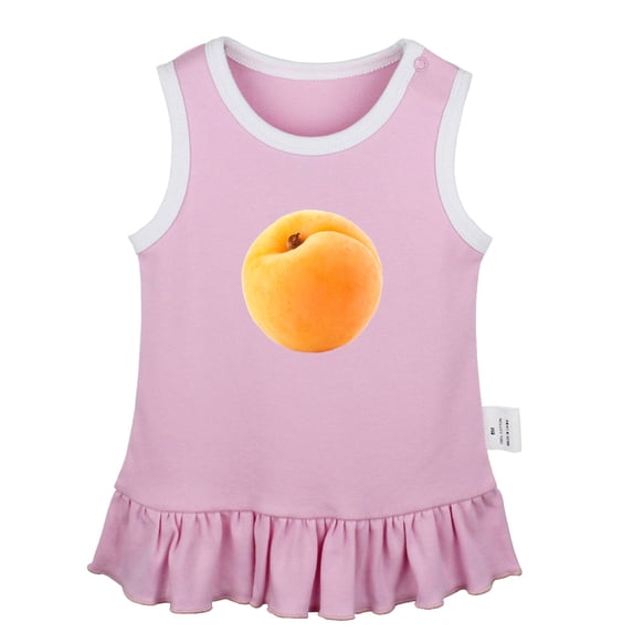 Fruit Apricot Pattern Dresses For Baby, Newborn Babies Skirts, Infant Princess Dress, 0-24M Kids Graphic Clothes (Pink Sleeveless Dresses, 12-18 Months)