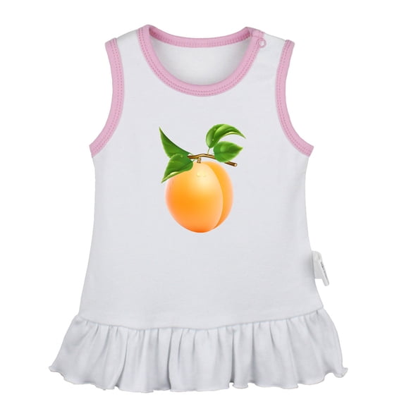 Fruit Apricot Pattern Dresses For Baby, Newborn Babies Skirts, Infant Princess Dress, 0-24M Kids Graphic Clothes (White Sleeveless Dresses, 18-24 Months)