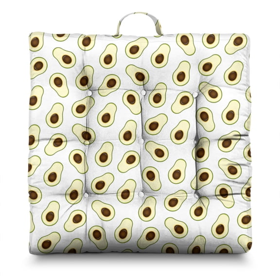 Fruit Avocado Floor Cushion – 22x22 Inch Large Square Pillow, Dutch Velvet, Cute Kawaii Green Design for Meditation, Yoga & Home Decor