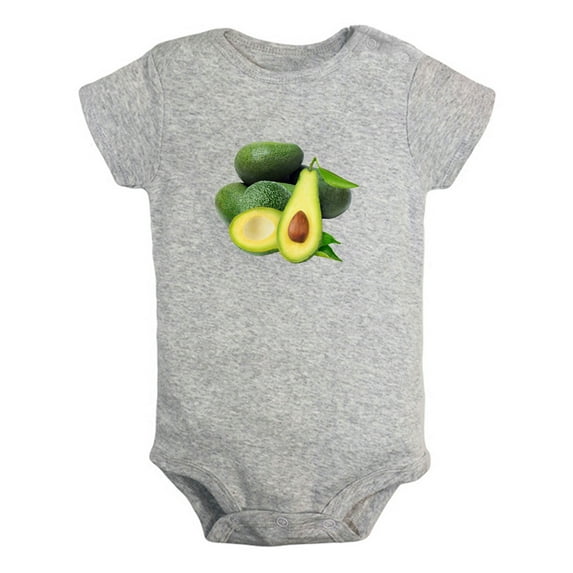 Fruit Avocado Image Print Rompers For Babies, Newborn Baby Unisex Bodysuits, Infant Jumpsuits, Toddler 0-24 Months Kids One-Piece Oufits (Gray, 0-6 Months)