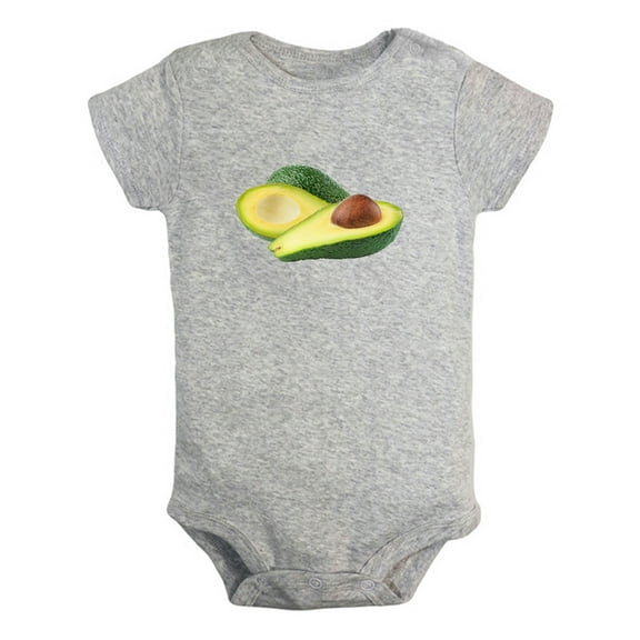 Fruit Avocado Image Print Rompers For Babies, Newborn Baby Unisex Bodysuits, Infant Jumpsuits, Toddler 0-24 Months Kids One-Piece Oufits (Gray, 18-24 Months)