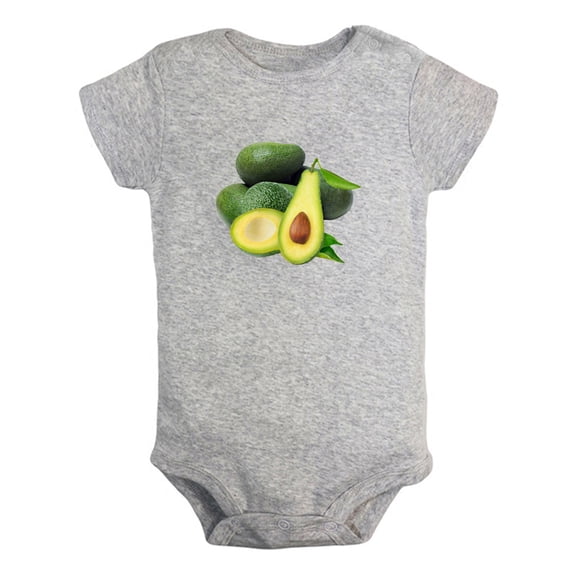 Fruit Avocado Image Print Rompers For Babies, Newborn Baby Unisex Bodysuits, Infant Jumpsuits, Toddler 0-24 Months Kids One-Piece Oufits (Gray, 6-12 Months)