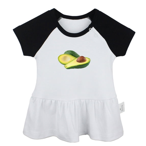 Fruit Avocado Pattern Dresses For Baby, Newborn Babies Skirts, Infant Princess Dress, 0-24M Kids Graphic Clothes (Black Raglan Dresses, 18-24 Months)