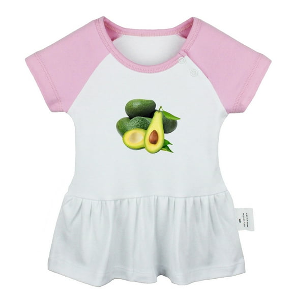 Fruit Avocado Pattern Dresses For Baby, Newborn Babies Skirts, Infant Princess Dress, 0-24M Kids Graphic Clothes (Pink Raglan Dresses, 12-18 Months)