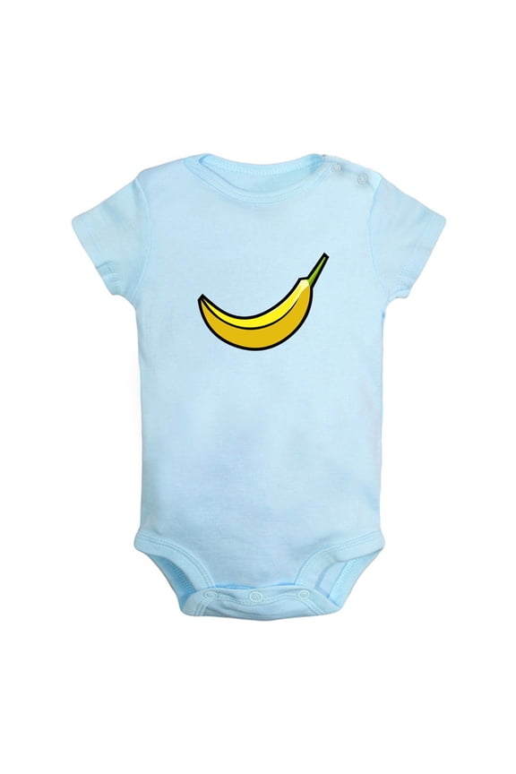 Fruit Banana Image Print Rompers For Babies, Newborn Baby Unisex Bodysuits, Infant Jumpsuits, Toddler 0-24 Months Kids One-Piece Oufits (Blue, 12-18 Months)