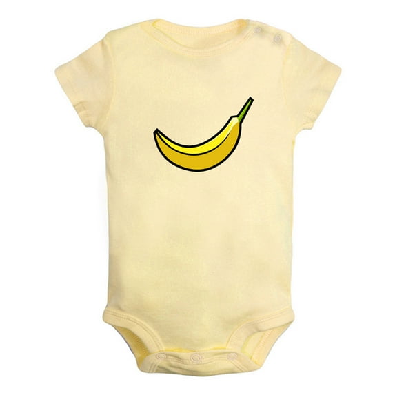 Fruit Banana Image Print Rompers For Babies, Newborn Baby Unisex Bodysuits, Infant Jumpsuits, Toddler 0-24 Months Kids One-Piece Oufits (Yellow, 12-18 Months)