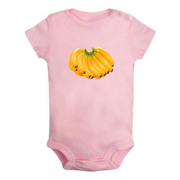 Fruit Banana Image Print Rompers For Babies, Newborn Baby Unisex Bodysuits, Infant Jumpsuits, Toddler 0-24 Months Kids One-Piece Oufits (Pink, 12-18 Months)