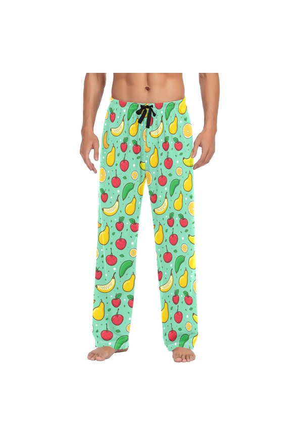 Fruit Banana Orange joogoo Men's Pajama Pants Cotton Long Sleepwear Lounge Pants 2XL