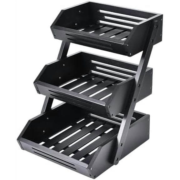 Fruit Basket, 3 Tier Bamboo Fruit Bowl for Kitchen, Fruit Vegetables Stand Storage Holder, Idea Home Kitchen Countertop Organizer