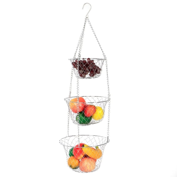 Fruit Basket,3Tier Flower Basket Iron Wire Hanging Vegetable Storage Fruit Organizer Basket Kitchen Supplies,Vegetable Storage Basket