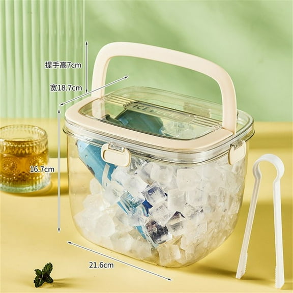 Fruit Basket Ice Bucket with Lid - Large Capacity Kitchen Counter & Party Champagne Bucket for Vegetables, Snacks, Bread, Drinks - Stylish Transparent Picnic Organizer with Leather Strap